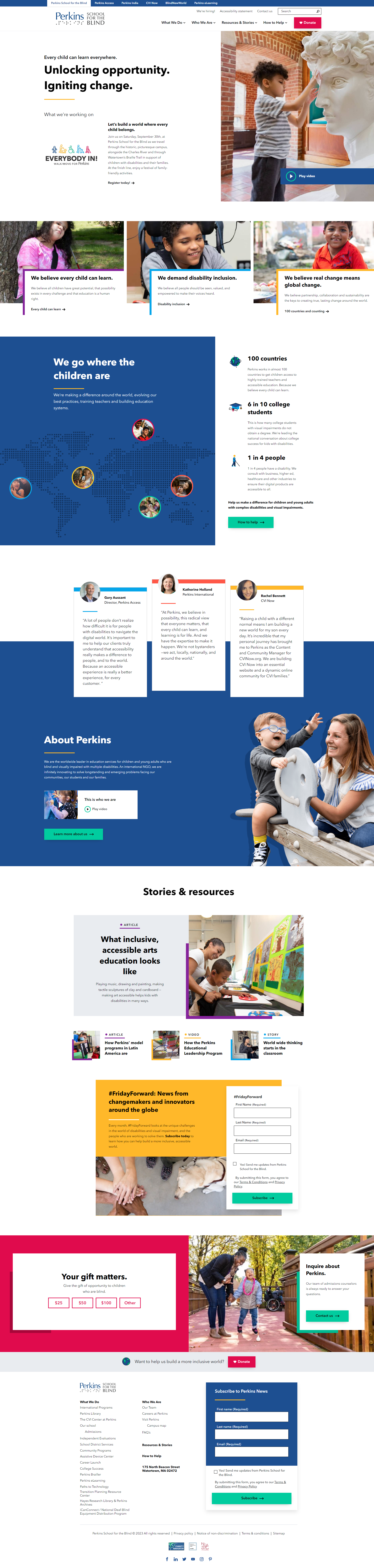 Perkins School for the Blind Home Page